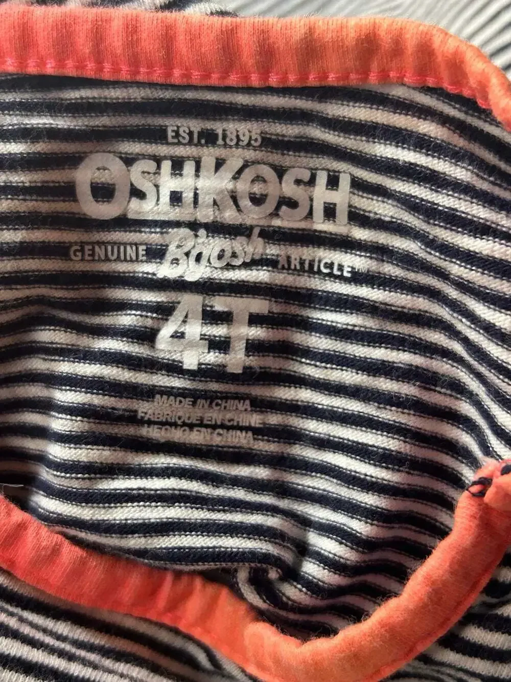 Osh Kosh Dress black or blue striped & white size 4T cotton